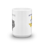 coffee mug with parts of texas designs on each side shown