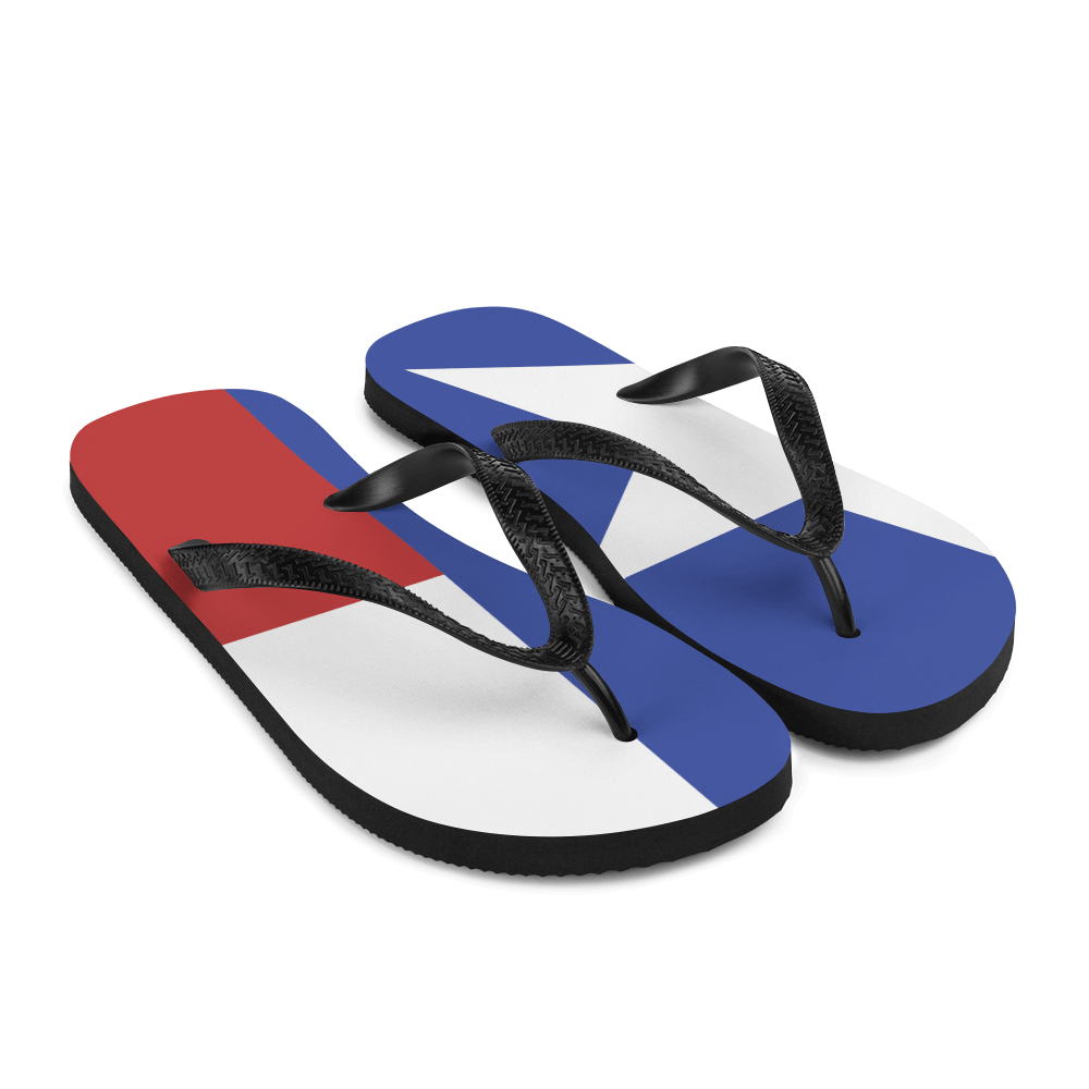 Texas flag flip flops from right front