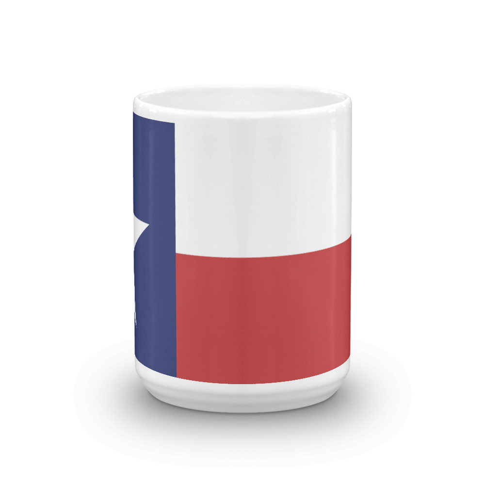big coffee mug with Texas flag print