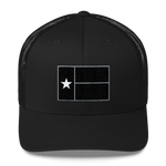 Black Texas flag design on black hat
