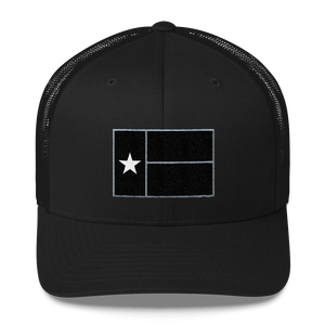 Black Texas flag design on black hat