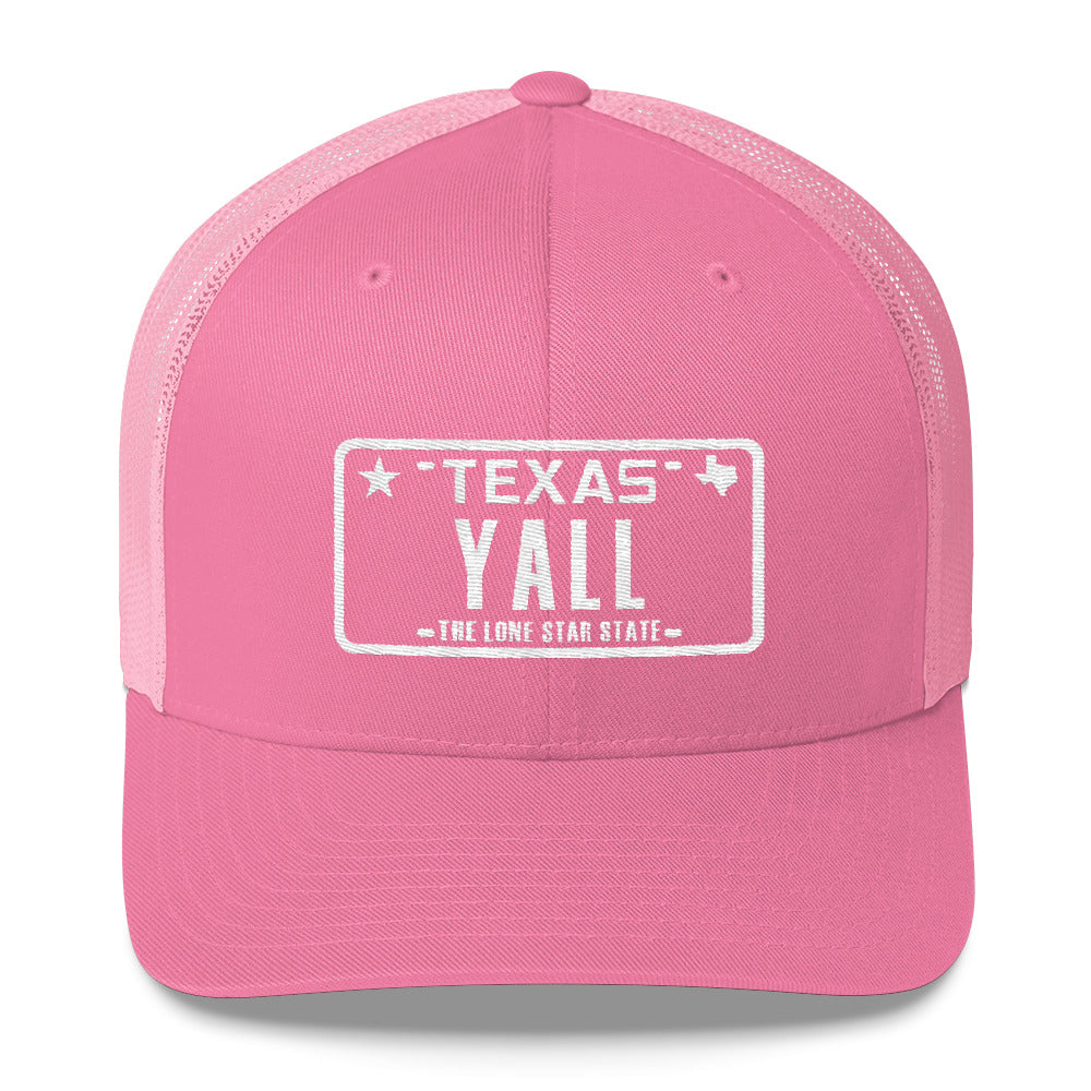 Yall Texas Plate Trucker Hat - Orange & Tan