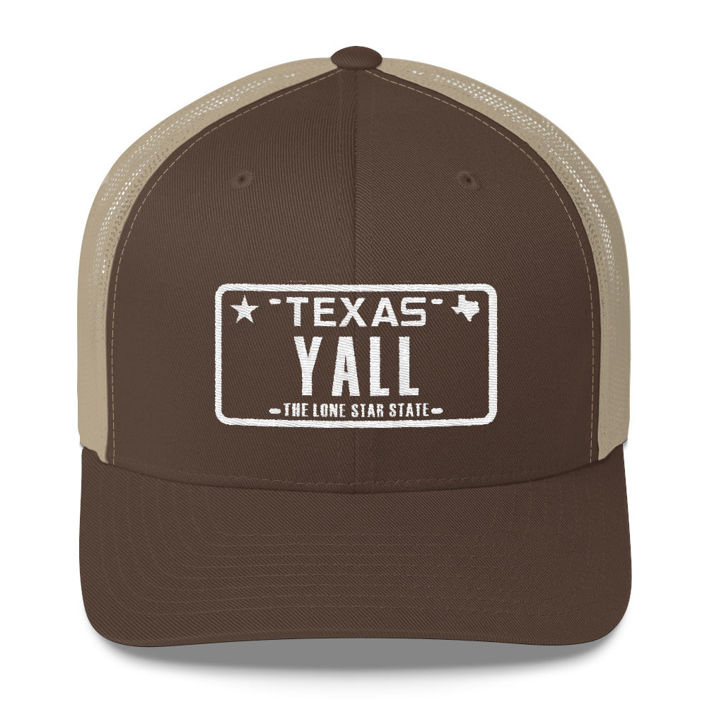 Yall Texas Plate Trucker Hat - Blue & White