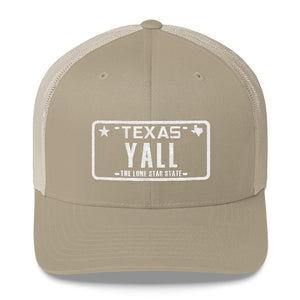 Yall Texas Plate Trucker Hat - Orange & Tan