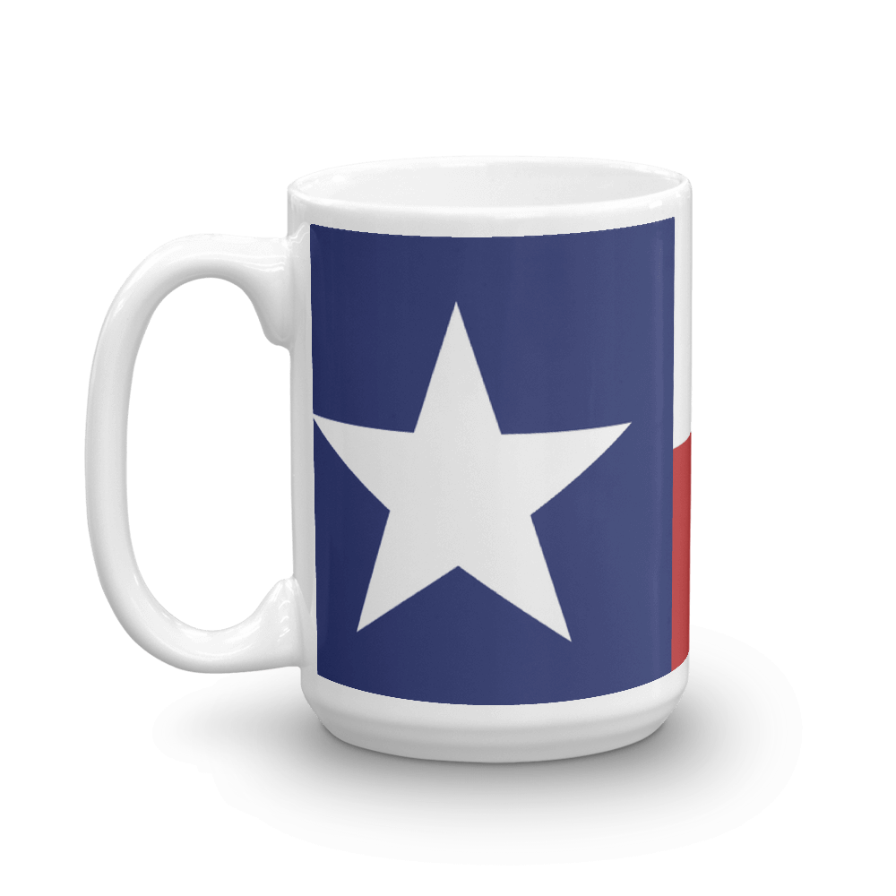 big Texas flag mug showing handle