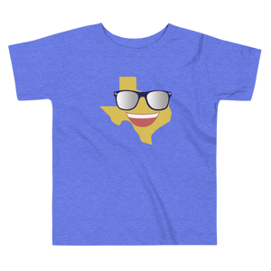 Texas smiley emoji with sunglasses on toddler shirt