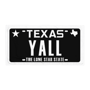 Texas YALL black license plate design on towel